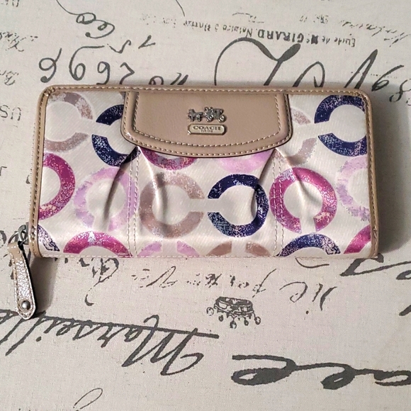 Coach Handbags - Coach Rare Iridescent Signature C's Accordion Wallet  (A-1)